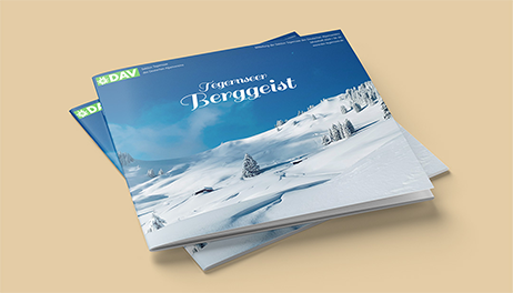 Design der Mitgliederzeitschrift "Berggeist" des Vereins DAV Sektion Tegernsee e.V.